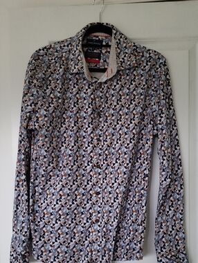 Daniel Hechter Geometric Print Long-Sleeve Shirt - Blue & Brown